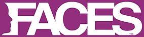 Faces logo, colours are white and purple