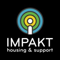 Impakt Housing and Support Logo - black, blue, green and yellow