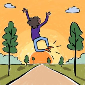 Girl jumping in the air clipart picture