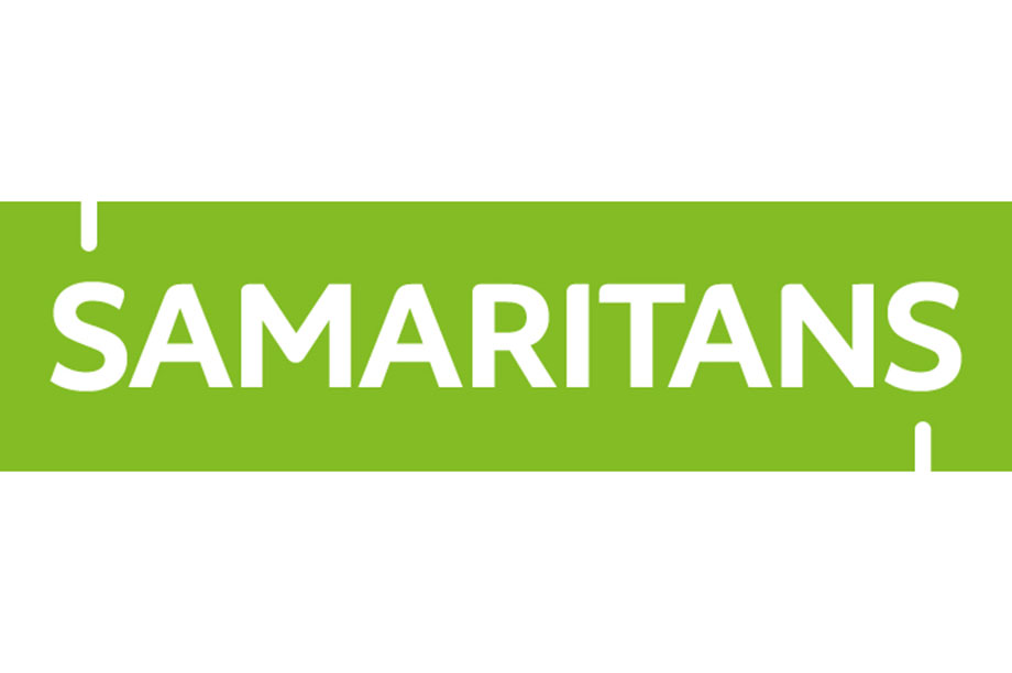 Samaritans logo - white text on green background