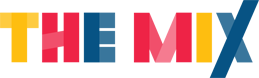The Mix logo - white background with blue, red, pink and yellow text