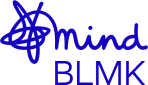 Mind BLMK logo - blue text on white background that reads Mind BLMK