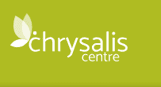 Chrysalis Centre logo - green background with a white butterfly and text reading Chrysalis Centre